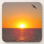 Ocean Sunset Coaster Set<br><div class="desc">Beautiful sunset captured over the ocean, while a gull flies overhead makes this coaster set a great gift for men, ocean, nature lovers and more!</div>
