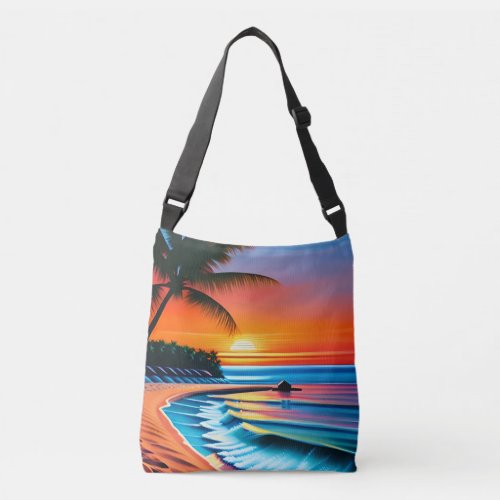 Ocean Sunset Cross_Body Tote Bag