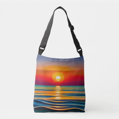 Ocean Sunset Cross_Body Tote Bag