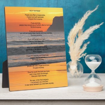 Ocean Sunset "do It Anyway" Plaque by PawsitiveDesigns at Zazzle
