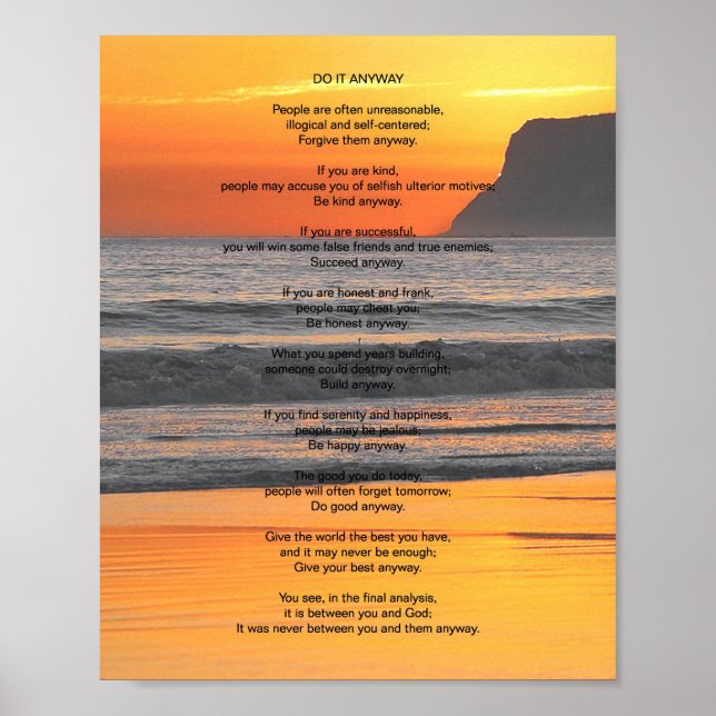 Ocean Sunset "Do It Anyway" Poster (Front)