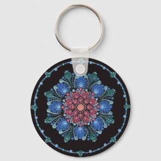 Ocean Sunset Dot Mandala Keychain