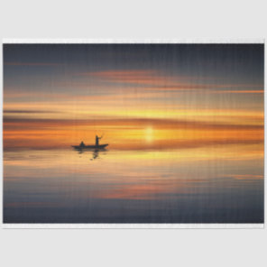 Ocean Sunset Fishing Boat Decoupage Tissue Paper
