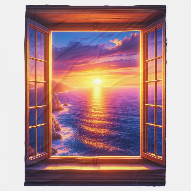 Ocean Sunset Fleece Blanket (Front)