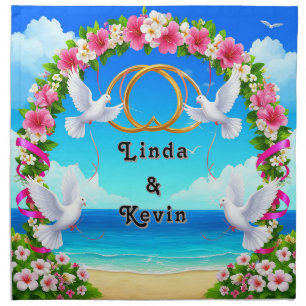 Ocean Sunset Floral Arch Coastal Luxury Decor Cloth Napkin