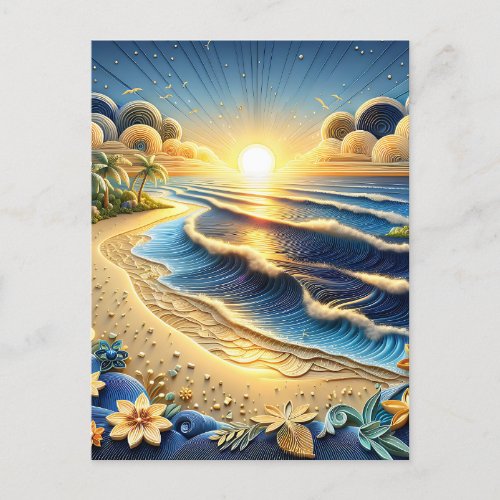 Ocean Sunset  Happy Birthday Postcard