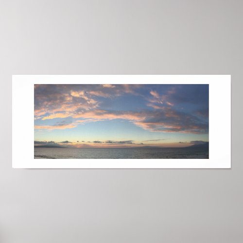 Ocean Sunset Hawaii Panoramic Color Photography Poster