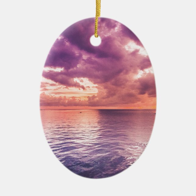 Ocean Sunset Inspirational Ceramic Ornament (Front)