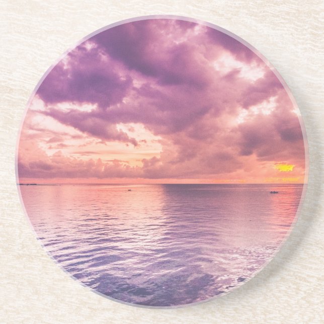 Ocean Sunset Inspirational Drink Coaster (Front)