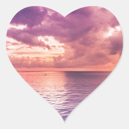 Ocean Sunset Inspirational Heart Sticker