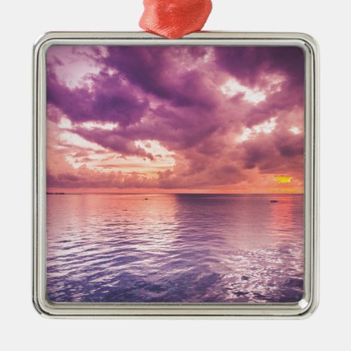 Ocean Sunset Inspirational Metal Ornament