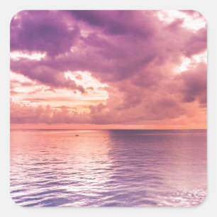 Ocean Sunset Inspirational Square Sticker