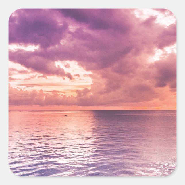 Ocean Sunset Inspirational Square Sticker (Front)