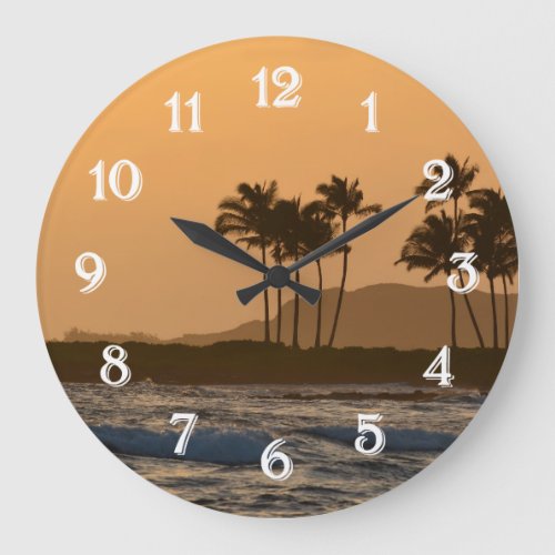 Ocean Sunset Kauai Hawaii Large Clock