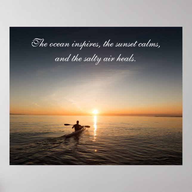 Ocean Sunset Kayak Canoe Inspirational Quote Poste Poster (Front)