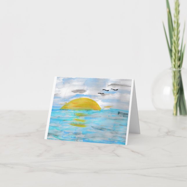 Ocean Sunset  Letterpress Thank You Card (Front)