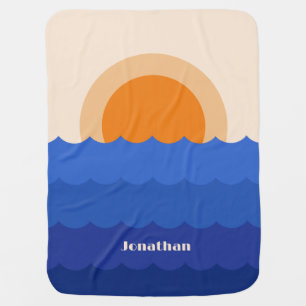 Ocean sunset minimalist scene baby blanket
