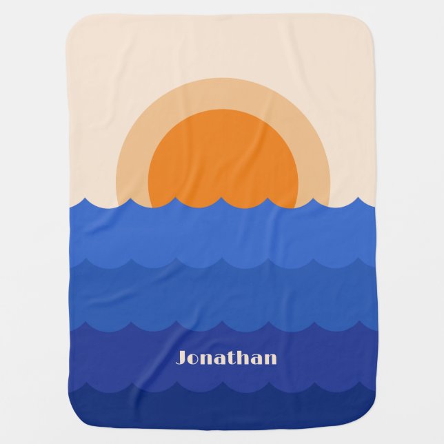 Ocean sunset minimalist scene  baby blanket (Front)