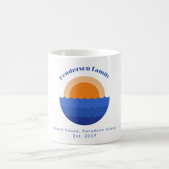Ocean sunset minimalist scene coffee mug (Center)