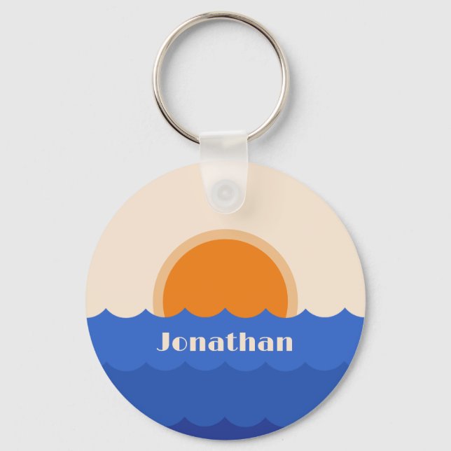Ocean sunset minimalist scene keychain (Front)