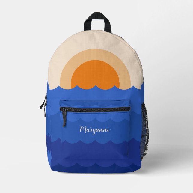 Ocean sunset minimalist scene  printed backpack (Front)