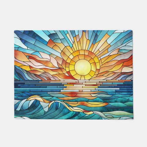 Ocean Sunset mosaic art Doormat