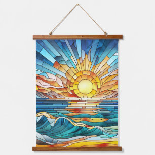 Ocean Sunset mosaic art Hanging Tapestry