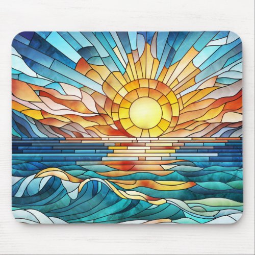 Ocean Sunset mosaic art Mouse Pad