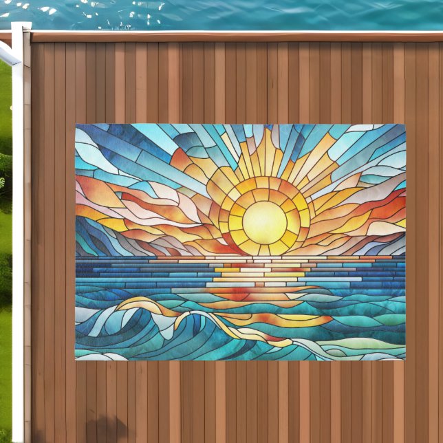 Ocean Sunset mosaic art Outdoor Rug (Insitu (Outdoor 1))