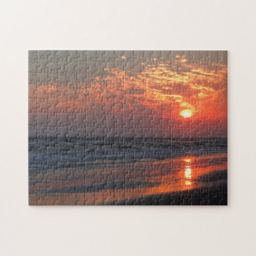 Ocean Sunset _ Oak Island NC Jigsaw Puzzle