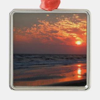 Ocean Sunset - Oak Island, NC Metal Ornament