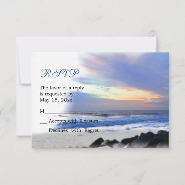 Ocean Sunset on the Beach RSVP Card (Front)