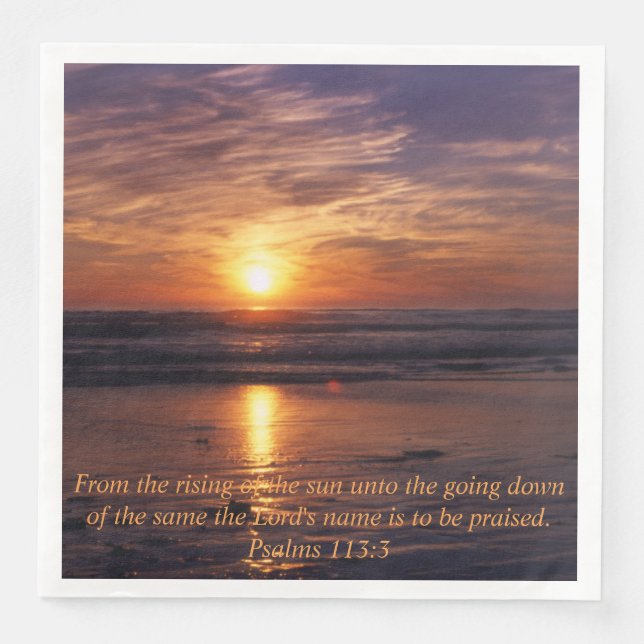 Ocean sunset paper dinner napkins (Front)