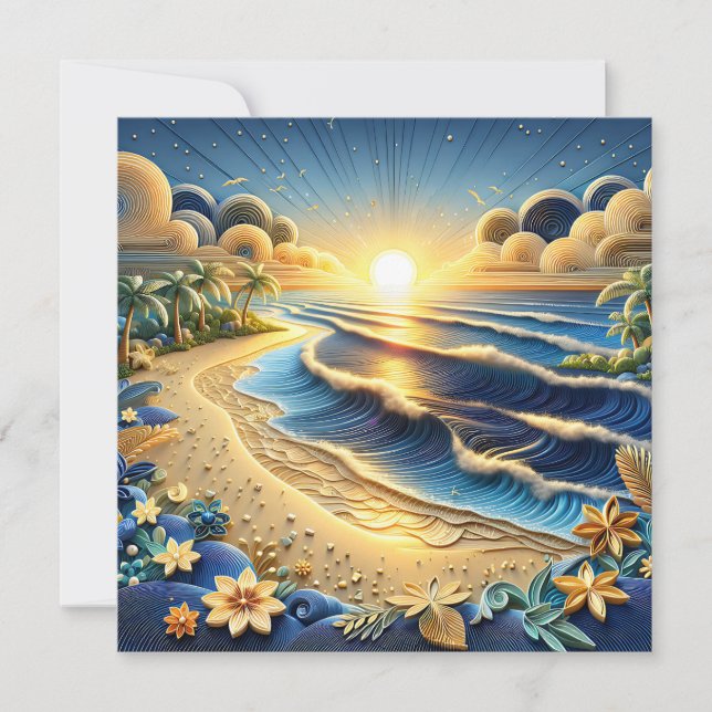 Ocean Sunset | Paper Quilling Effect Ai Art (Front)