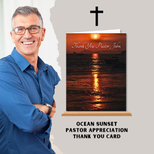Ocean Sunset Pastor Appreciation  Letterpress Thank You Card