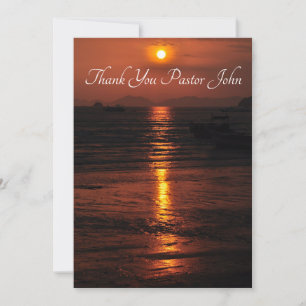 Ocean Sunset Pastor Appreciation Thank You Card
