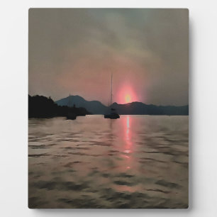 Ocean Sunset Sailboat Sunset Bozburun Marmaris Plaque