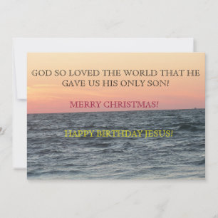 Ocean Sunset Scripture Christmas Holiday Card