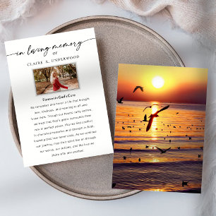Ocean Sunset Seagulls Flying Memorial Prayer Card