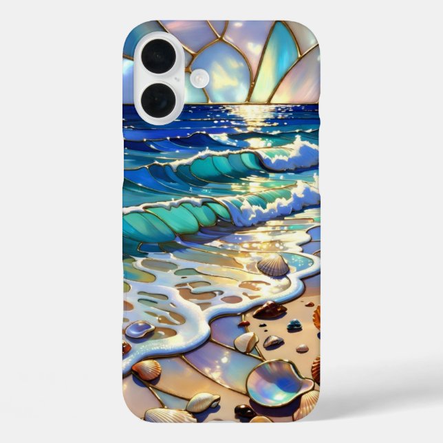 Ocean Sunset Seashell iPhone Case Coastal Art (Back)