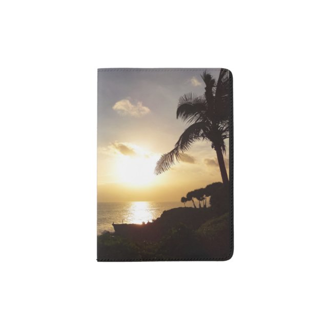 Ocean Sunset Silhouette Passport Holder (Front)