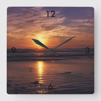 Ocean Sunset Square Wall Clock by Artnmore at Zazzle