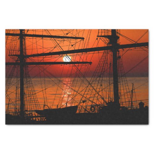 Ocean Sunset Tall Ship Sailboat  Decoupage  Tissue Paper