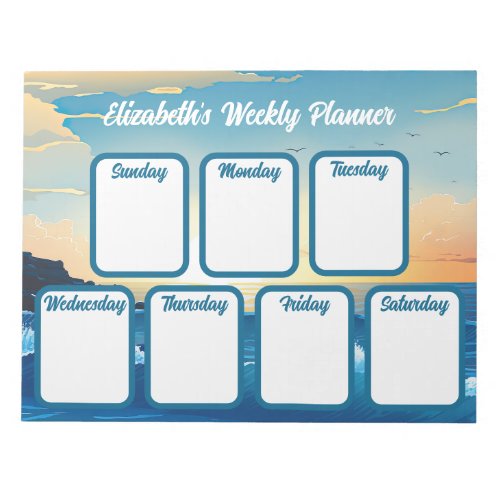 Ocean Sunset Tear_Away Weekly Planner Notepad