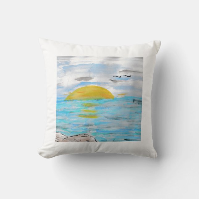 Ocean Sunset  Throw Pillow (Front)