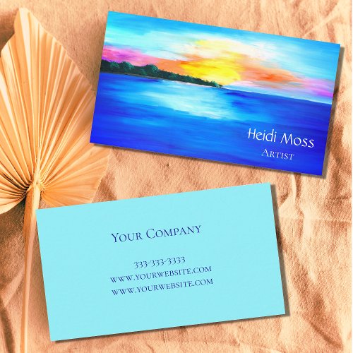 Ocean Sunset Trendy Abstract Artist Business Card
