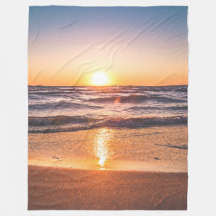 Ocean Sunset Tropical Holiday Fleece Blanket