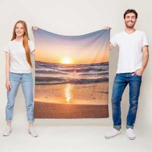 Ocean Sunset Tropical Holiday Fleece Blanket