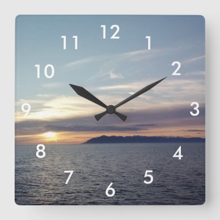 Ocean Sunset Wall Clock With Numbers
