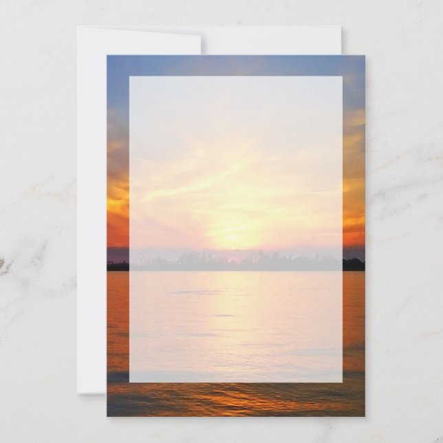 Ocean Sunset with Faux Vellum Overlay Wedding (Front)